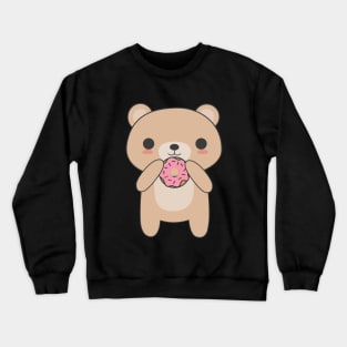 Cute & Kawaii Bear Eating A Donut Crewneck Sweatshirt